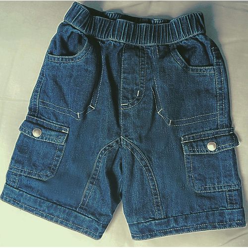 Bermuda Pour Bébé 1 An - Taillé 12 Mois / 15 Mois - En Jean Jeans Épais - Short Long Bleu Jean's Pantacourt Sous Genoux - Vêtement Été Garçon Avec 4 Vraies Poches Dt 2 À Pressions - Taille Élastiquée