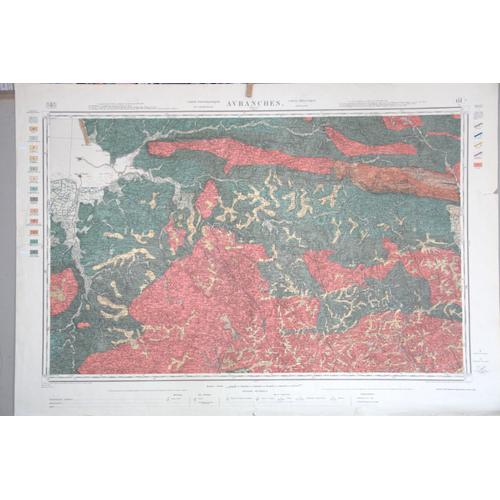 Avranches Carte Géologique / Topographique N°61, Échelle 1/80 000, Année 1942, 1ère Édition