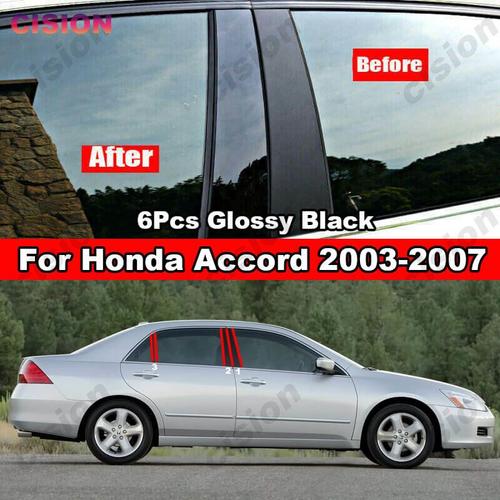 Autocollant En Fiber De Carbone Noir Effet Miroir, Décoration De Couverture, Colonne De Porte, Fenêtre De Voiture, Pilier B C, Pour Honda Accord Sedan 2002 ¿ 2007