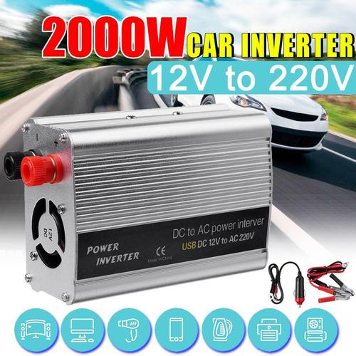 Onduleur De Puissance 2000w Pour Voiture, Convertisseur De Chargeur, Transformateur D'onde Sinusoïdale Modifié Par Usb, Dc 12 À Ac 220