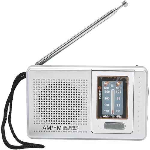 Mini Radio, Radio AM FM Stéréo de Poche, Radio Walkman Radio à Transistor de Tuning Numérique Portable avec Haut-Parleur 5W pour la Maison en Plein Air (Gris Argenté)