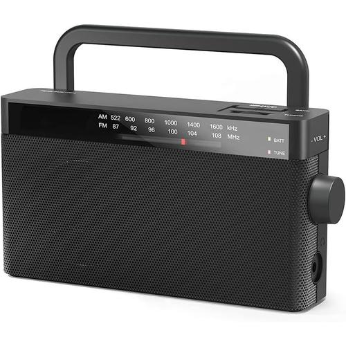 Radio Radio AM + / FM Radio numérique avec Prise Casque de 3,5 mm, USB Charging Dual-Bande Portable Pengugeable Carte Player Haut-Parleur, Noir