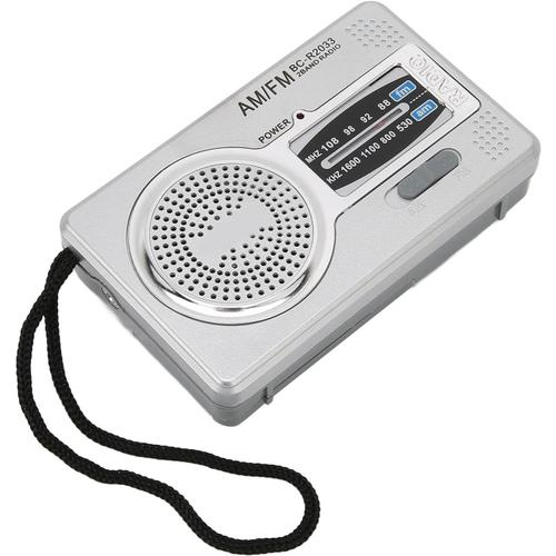 Transistor Am FM, Mini Radio de Poche Portable avec Radio Batari Am FM DSP Puce Haut-Parleur Prise Casque Gris Argent