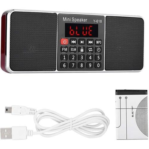 Radio FM Stéréo, 87,5-108 MHz Radio FM PW Cut Memory TF/USB Musique Appel Mains Libres Lecteur MP3 Radio pour Promenade en Plein Air(Rouge)