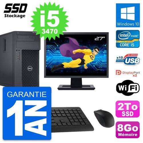 PC Tour Dell T1650 Ecran 27" Intel Core i5-3470 RAM 8Go SSD 2To Windows 10 Wifi