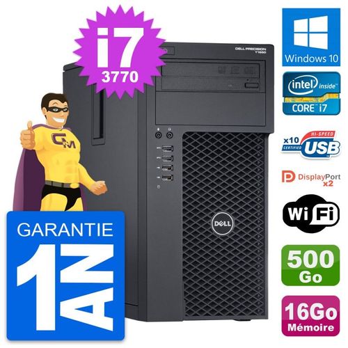 PC Tour Dell Precision T1650 Intel i7-3770 RAM 16Go Disque 500Go Windows 10 Wifi
