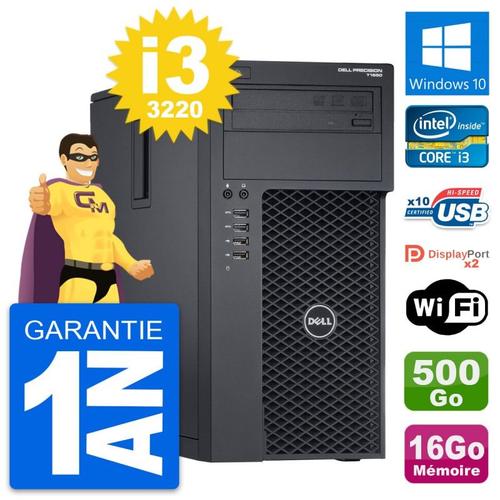 PC Tour Dell Precision T1650 Intel i3-3220 RAM 16Go Disque 500Go Windows 10 Wifi