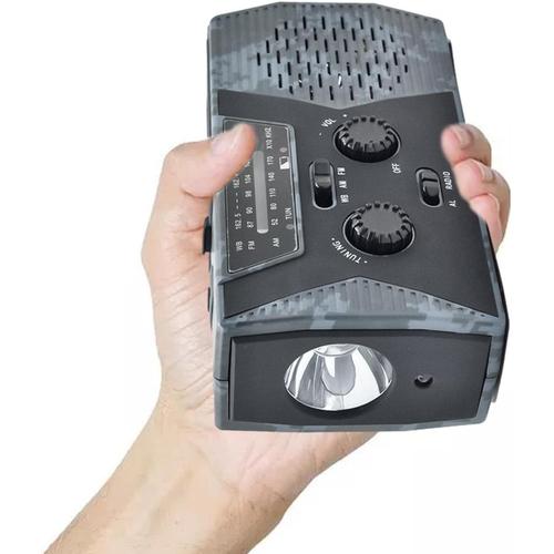 Radio d'urgence - Radio météo Portable à manivelle Solaire AM FM SW - Chargeur de téléphone Portable, Banque d'alimentation 4000 mAh, Radio Portable pour Camping, Voyage, Survie en Cas de