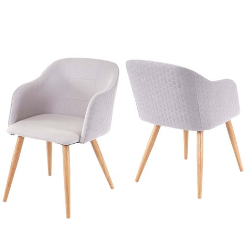 2x Chaise De Séjour/Salle À Manger Hwc-D71, Fauteuil, Design Rétro, Accoudoirs, Tissu   Gris Clair