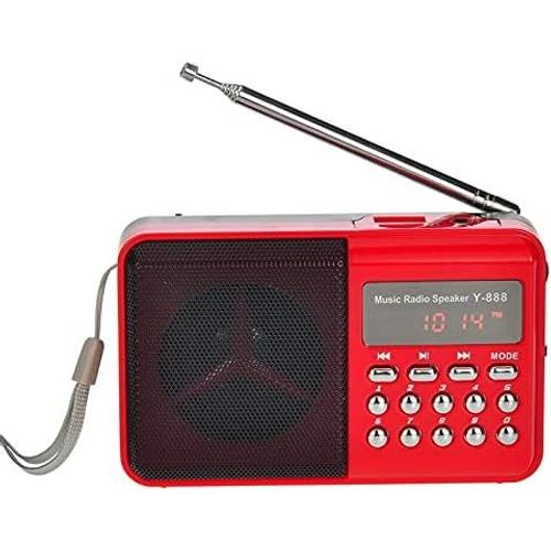 Radio Portable FÉMININ Radio sans Fil avec Jack Headphone U Disk/Dakota du SUD Carte/TF Antenne de Carte Radio en Plein air MP3 Joueur Portable Mini Haut-Parleur USB Mise en Charge (Color : Red)