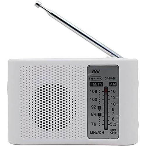 Radio Portable AM/FM Radio avec la Radio de pointeur de Haut-Parleur intégré de Prise Casque, FÉMININ Radio, 20 préréglages, Utilisation de la Batterie, Mini-Radio Dual Band, Blanc