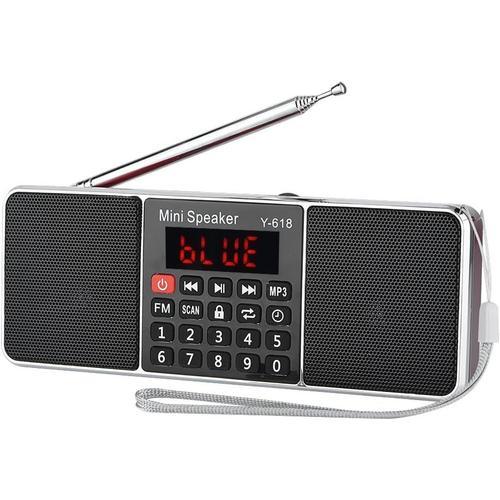 Radio FM Stéréo Portable, Radio FM Stéréo 87,5-108 MHz Radio Lecteur MP3 avec Fonction de Coupure PW, Prise en Charge de la Carte Mémoire, TF/USB/AUX, pour Vieil Homme, pour la Porte et la(rouge)