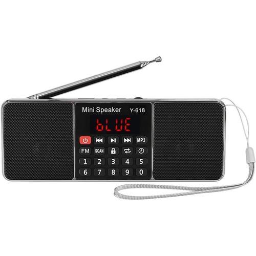 Lecteur MP3 Radio, Radio FM, 87,5-108 MHz Annulation de Bruit Portable Prise en Charge USB/TF/Aux Prise en Charge de la Carte TF Sortie Audio pour(Red, FM)