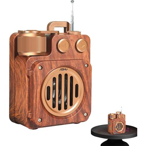 Radios Portables Am FM | Haut-parleurs rétro stéréo sans Fil | Radio rétro avec Son stéréo HD, Radio Am FM avec 10 mètres, Audio, Disque Flash USB, Lecture magnétique Externe