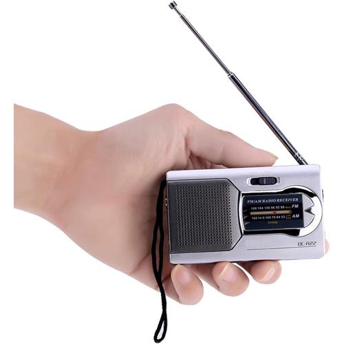 Radio de Poche Portable, Lecteur de Musique Récepteur de Haut-parleurs Stéréo AM FM Portable, Mini Radio de 3,74 X 2,28 X 0,79 Pouces, Actionnée par 2 Piles AA, Antenne télescopique.