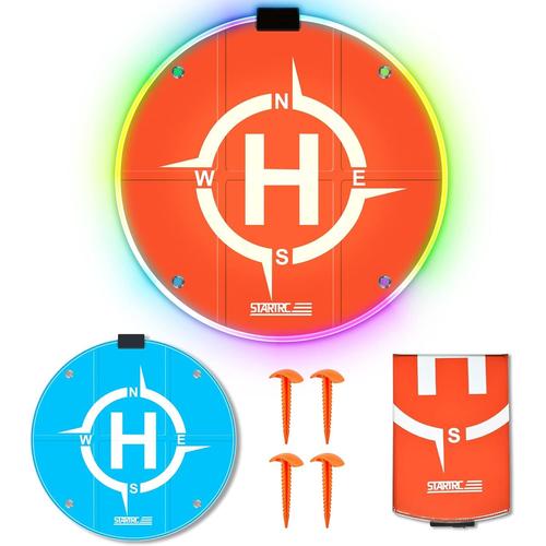 Led Drone Landing Pad,55cm(21,6¿) Rc Hélicoptère Piste Pliable D'atterrissage Pour Dji Mini 4k/Air 3/Mini 2 Se/Mini 3 /Mini 3 Pro/Air 2s/Mavic Mini 2/Mavic 3/Dji Avata Fpv Drone Accessories-Générique