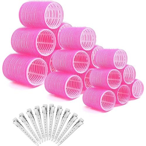 Bigoudis Cheveux, Gros Bigoudis, 28 Pièces 63/44/35mm Bigoudis, Rose Rouleau Cheveux, Hair Rollers Convient Aux Femmes Filles Enfants Cheveux Courts Cheveux Moyens Et Longs