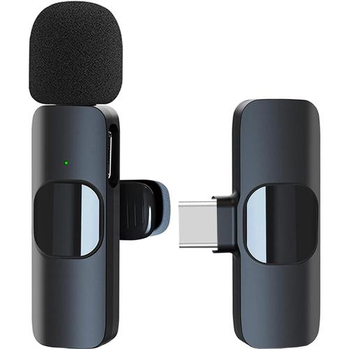 Micro Cravate sans Fil pour Smartphone USB C, 2.4GHz Mini Micro Android Telephone Portable, Wireless Lavalier Microphone pour Vlogging, Vidéo, Podcast, Interview, Enregistrement Youtube(1 Mic)