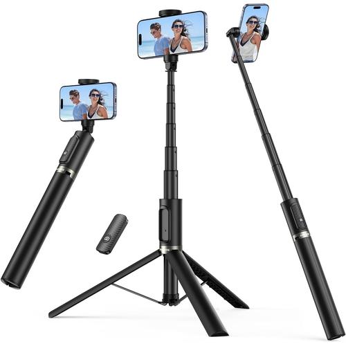 Perche À Selfie 140 Cm, Perche Selfie Angle Réglable Avec Télécommande Bluetooth Rechargeable, Selfie Stick Trepied En Aluminium Extensible, Compatible Avec Téléphones Iphone Et Android