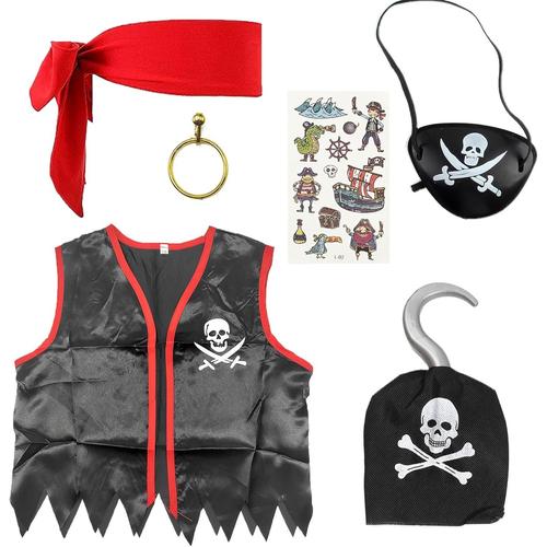 Lot De 6 Déguisements De Jeu De Rôle De Pirate, Costume De Capitaine De Pirate, Déguisement De Pirate, Kit D'accessoires De Costume De Pirate Pour Garçon, Fête D'anniversaire Sur Le Thème Des