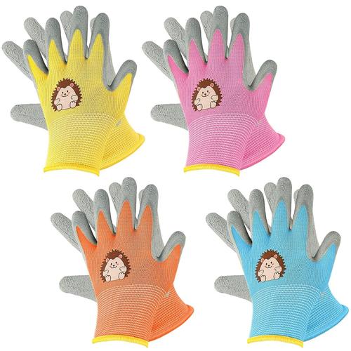 4 Paires De Gants De Jardinage Pour Enfants, Gants De Travail Enduits De Caoutchouc, Gants De Protection Antidérapants, Gants Pour Enfants Pour Filles Et Garçons De 3 À 5 Ans, Bricolage, Travaux