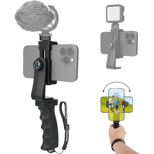 Ergonomique Anti-Tomber Rotation à 360° Hand Grip Stabilisateur Smartphone Perche a Selfie Poignée pour Youtube Tiktok Compatible avec iPhone-Micro/Video Light Adaptable
