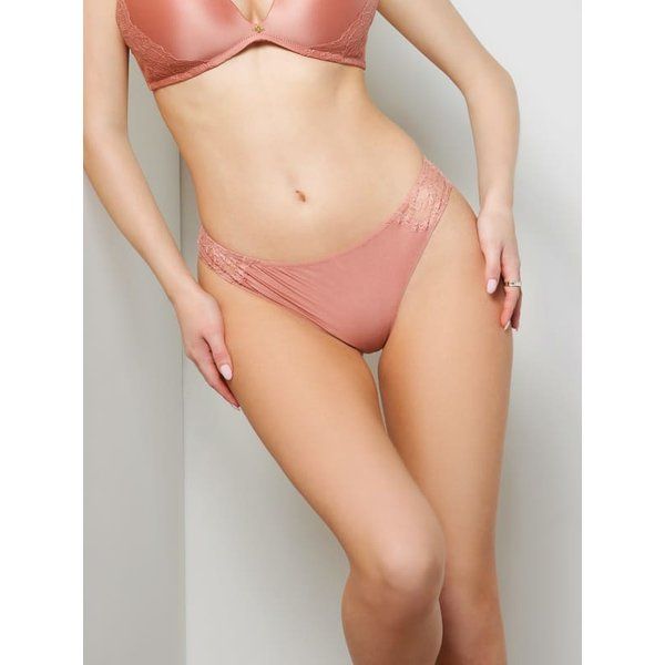 Culotte Brésilienne Avec Empiècement En Dentelle - Rose