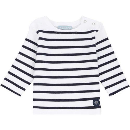 Marinière "Amiral" Baby - Coton Épais Enfant Blanc/Navire 12mois