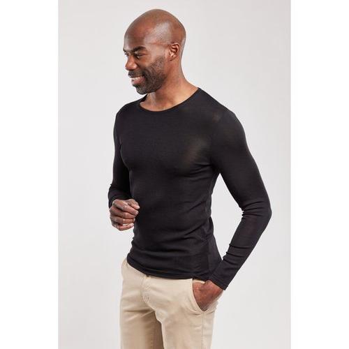 T-Shirt Manches Longues - Laine Et Soie Homme Noir M