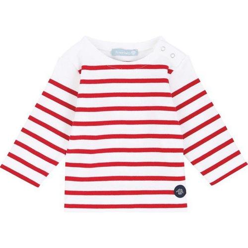 Marinière "Amiral" Baby - Coton Épais Enfant Blanc/Braise 6 Mois