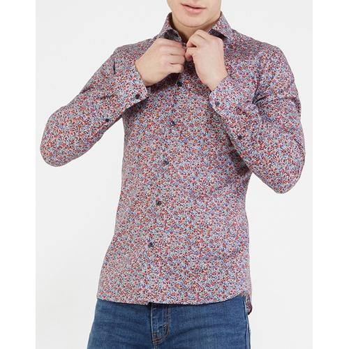 Chemise Slim Fit Imprimé Liberty Rouge/Bleu