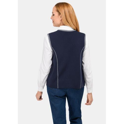 Gilet En Laine Vierge Mérinos - Marine, Gris - Gr. 40