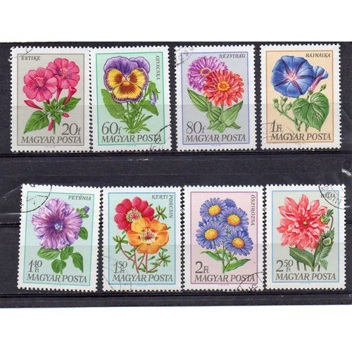Hongrie- Série De 8 Timbres Oblitérés- Fleurs- Plantes