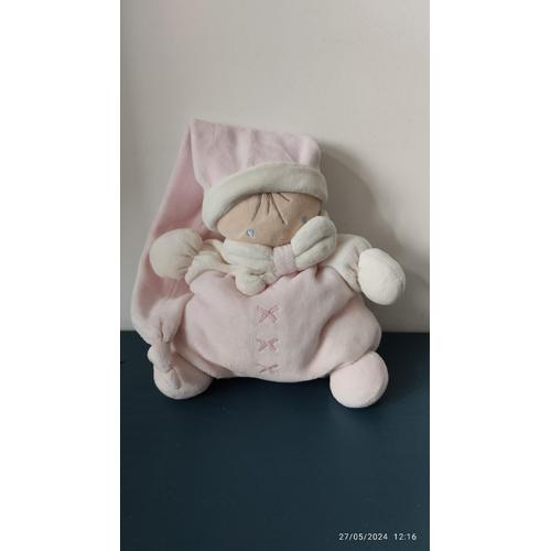 Doudou Lutin Poupee Bonnet Grelot Nounours Croix Rose Et Blanc