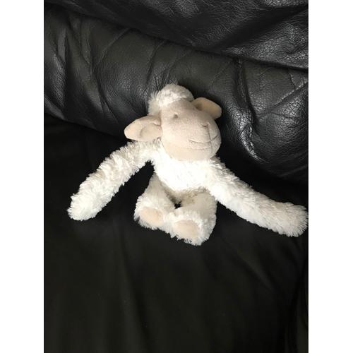 Doudou Peluche Mouton Beige Et  Blanc Long Bras 20 Cm Jumi