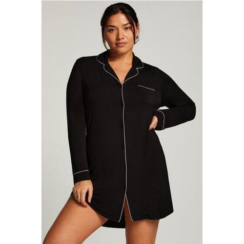 Hunkemöller Robe-Chemise À Manches Longues En Jersey Essential Noir