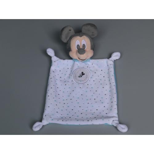 Doudou Mickey Plat Bleu Blanc Étoiles Disney