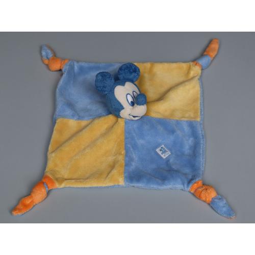 Doudou Mickey Plat Bleu Jaune Disney