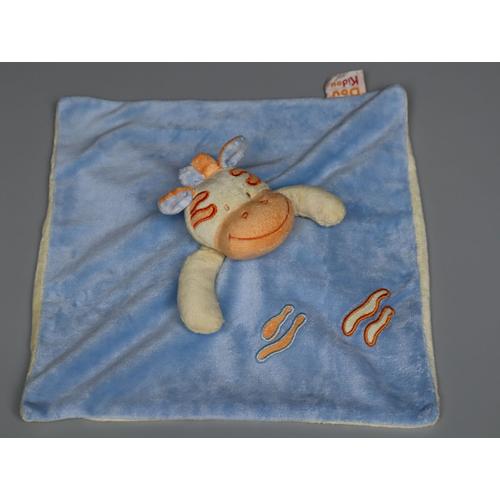 Doudou Vache Plat Bleu Jaune Orange Doukidou