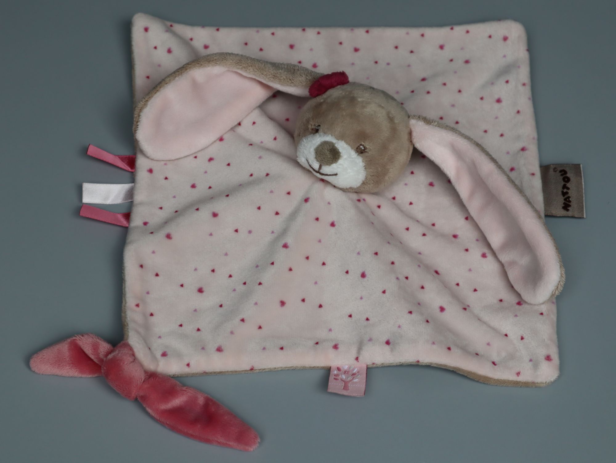 Doudou Lapin Plat Rose Beige Nattou