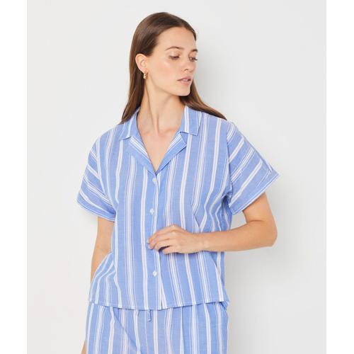 Chemise De Pyjama Manches Courtes - Jennie - Xs - Bleu - Femme - Etam