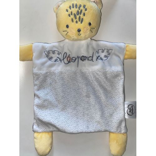 Doudou Leopard Mots D'enfants Tigre Jouet Peluche Naissance Bebe Jaune Blanc Gris