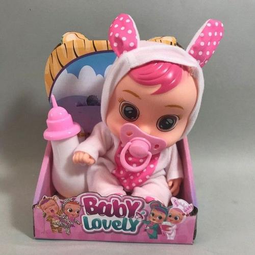 Baby Lovely Poupée qui pleure poupon bébé interactif 23cm lapin