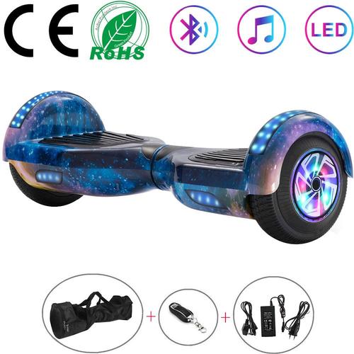 Hoverboard Bleu Galaxie 6,5 Pouces Bluetooth 2 Lumières De Roues Skateboard 500w Motor Gyropode Pour Enfant Et Adulte