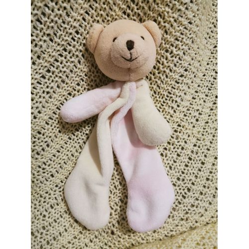 Doudou Ours Grande Jambe Rose Ecru Billes Cmp