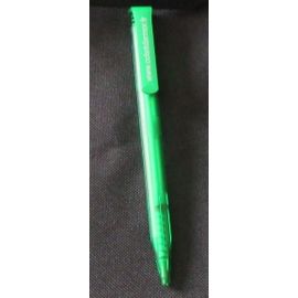 Stylo À Bille Rétractable - Corps Plastique Transparent Vert - Inscription Côtes D'armor Au Bout - Ecriture Noire
