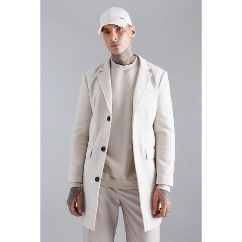 Manteau Droit Long Effet Laine Homme - Beige - Xs, Beige