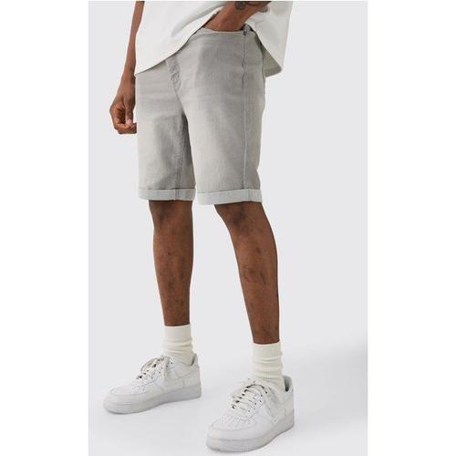 Tall Stretch Denim Skinny Fit Shorts In Light Grey Homme - Gris - 40, Gris