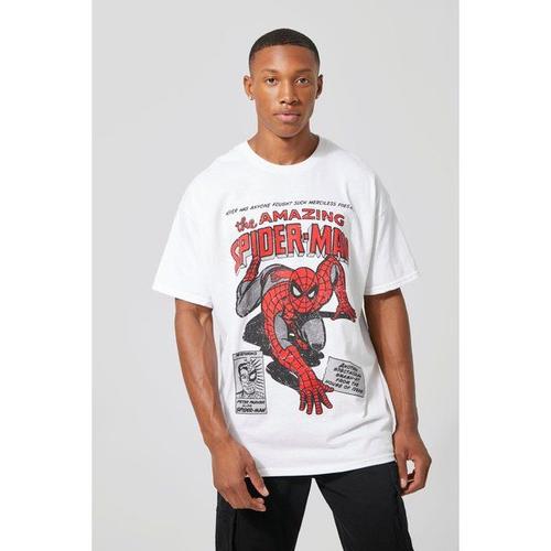 T-Shirt Oversize À Imprimé Spider-Man Homme - Blanc - S, Blanc
