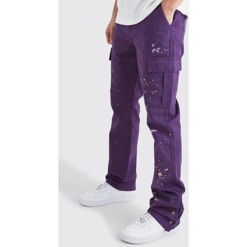 Tall - Pantalon Cargo Slim À Taches De Peintures Homme - Violet - 36, Violet